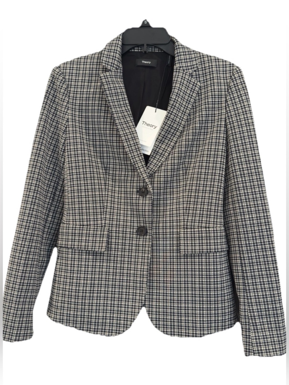NWT Theory Carissa Blazer Sz 2 Almond Multi Plaid Slim Fit Sport Coat Jacket